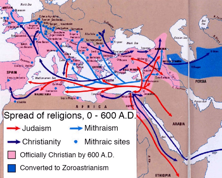 Распространение религий с Ближнего Востока